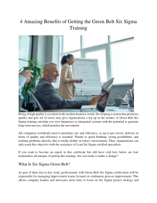 4 Amazing Benefits of Getting the Green Belt Six Sigma Training