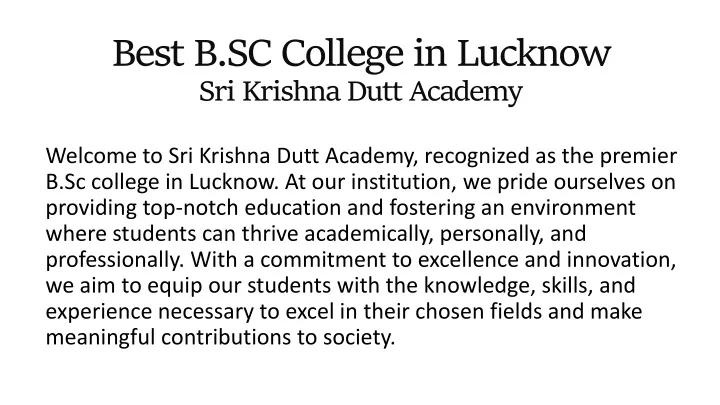 best b sc college in lucknow sri krishna dutt academy