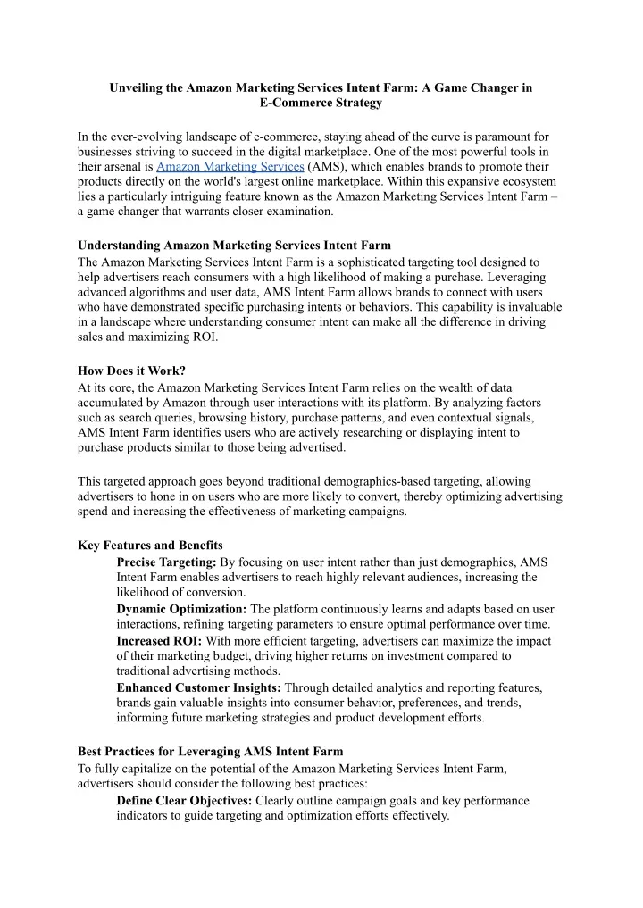 unveiling the amazon marketing services intent
