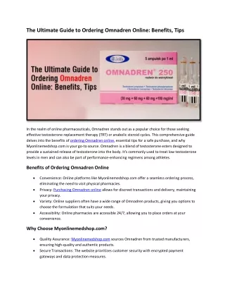 The Ultimate Guide to Ordering Omnadren Online