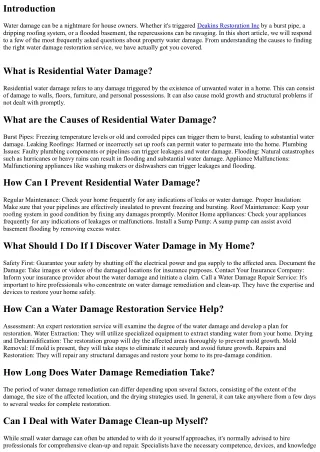 Residential Water Damage: Frequently Asked Concerns