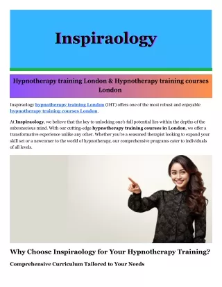 hypnotherapy training courses London