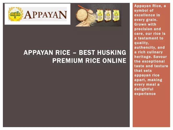 appayan rice best husking premium rice online
