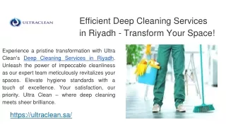 Efficient Deep Cleaning Services in Riyadh - Transform Your Space!