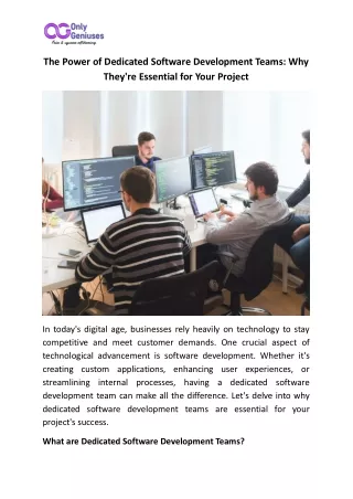 Dedicated Software Development Teams -Onlygeniuses