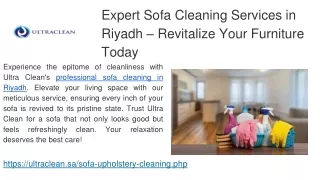Expert Sofa Cleaning Services in Riyadh – Revitalize Your Furniture Today