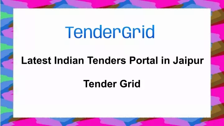 latest indian tenders portal in jaipur
