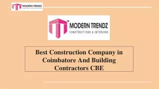 Best Construction Company in Coimbatore | Building Contractors CBE