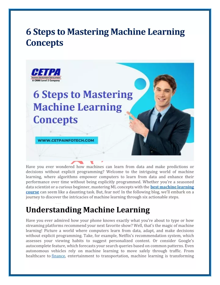 6 steps to mastering machine learning concepts