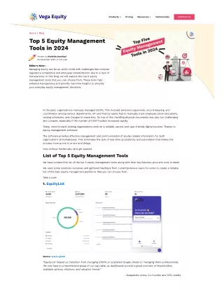 Streamline Equity Management Software - Vega Equity
