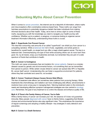 Debunking Myths About Cancer Prevention - cancer101.org