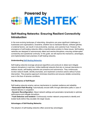 self healing networks ensuring resilient