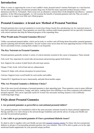 Prenatal Gummies: A Delicious Strategy to Assistance Your Toddler's Brain Improv