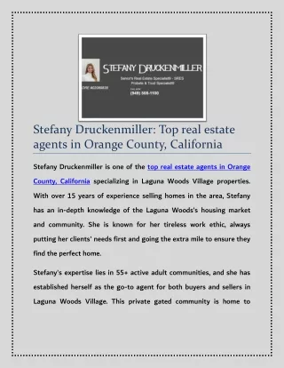 Stefany Druckenmiller: Top real estate agents in Orange County, California