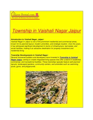 Township in Vaishali Nagar Jaipur