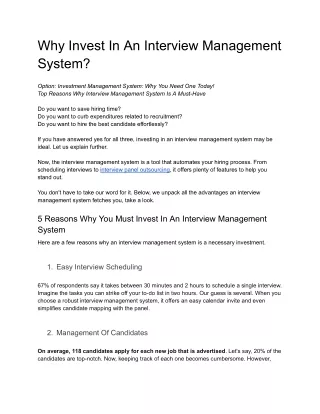 Why invest in an interview management system?
