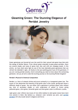 Gleaming Green: The Stunning Elegance of Peridot Jewelry