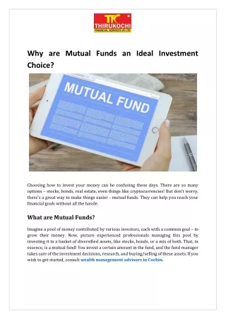 Why are Mutual Funds an Ideal Investment Choice
