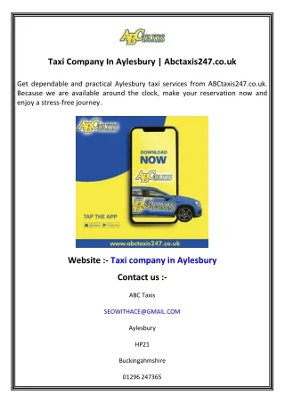 Taxi Company In Aylesbury   Abctaxis247.co.uk