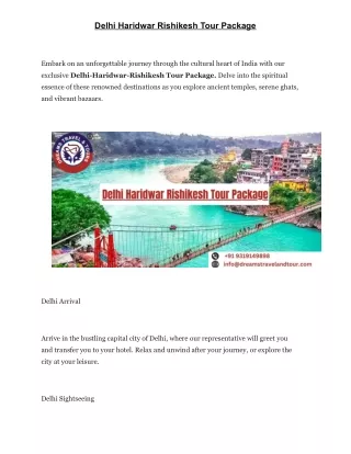 Delhi Haridwar Rishikesh Tour Package