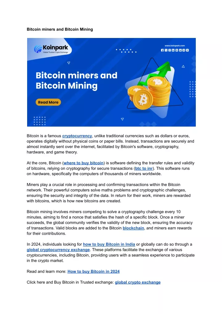 bitcoin miners and bitcoin mining