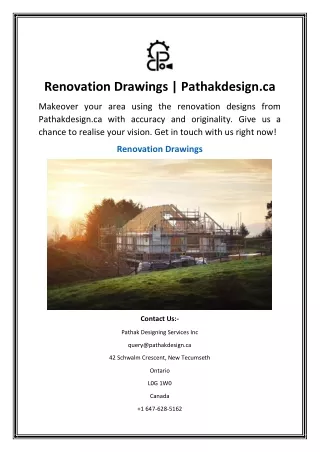 Renovation Drawings Pathakdesign.ca
