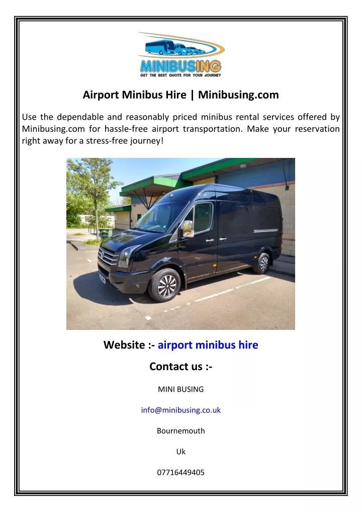 airport minibus hire minibusing com