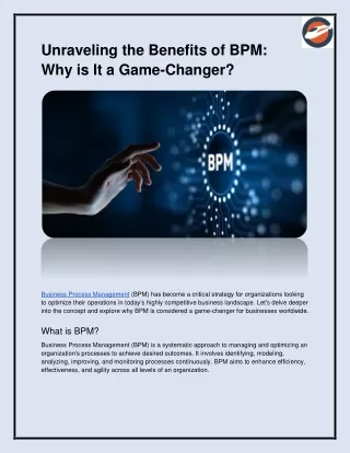 Unraveling the Benefits of BPM_ Why is It a Game-Changer