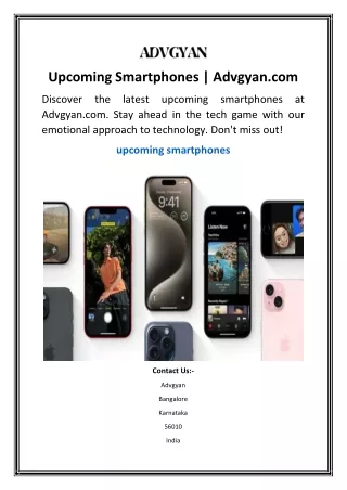 Upcoming Smartphones Advgyan