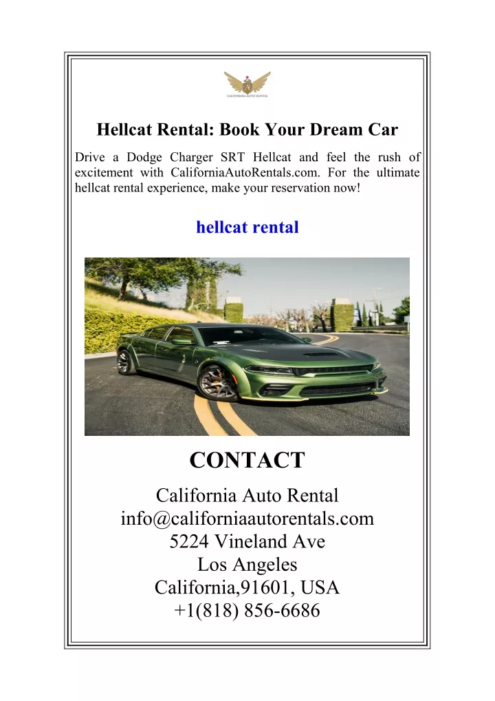 hellcat rental book your dream car