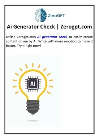Ai Generator Check Zerogpt.com