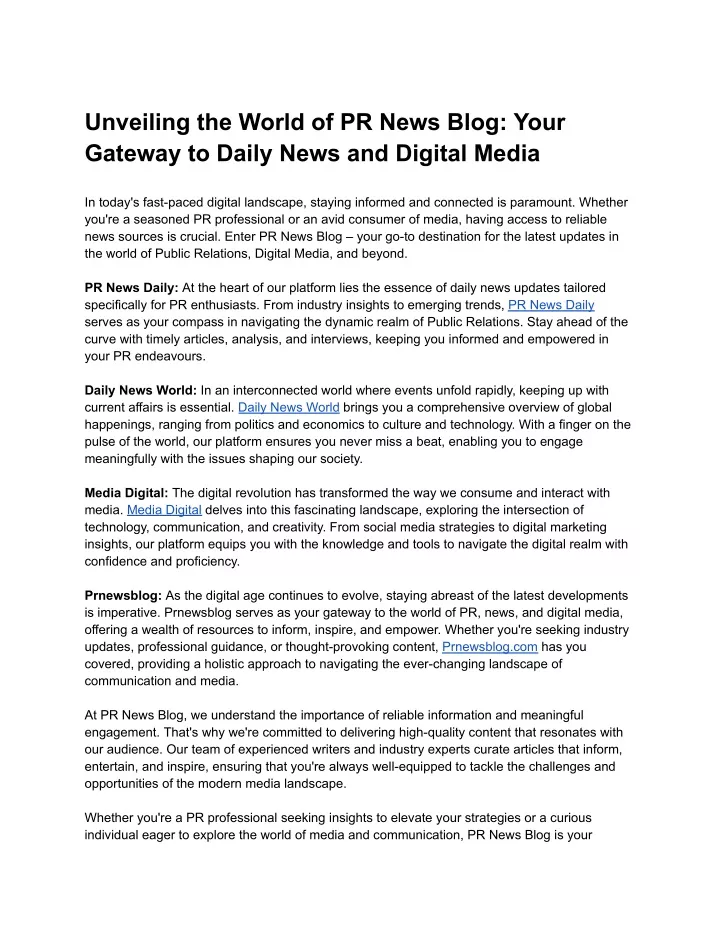 unveiling the world of pr news blog your gateway