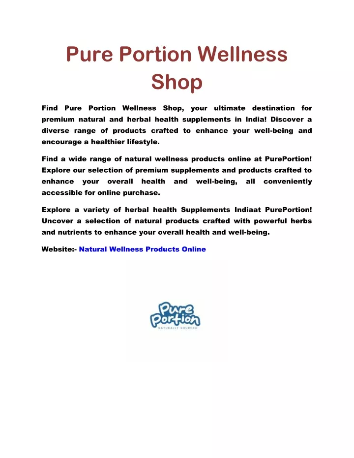 pure portion wellness shop