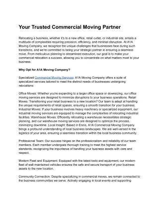 Your Trusted Commercial Moving Partner