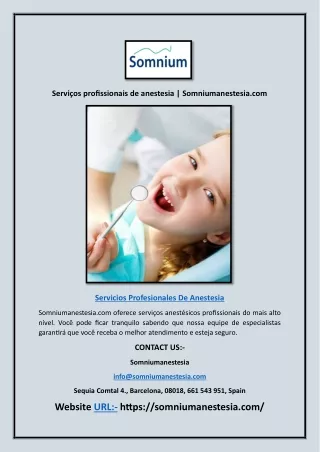 Serviços profissionais de anestesia | Somniumanestesia.com