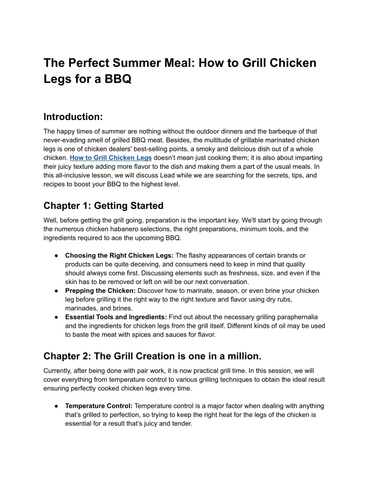 the perfect summer meal how to grill chicken legs