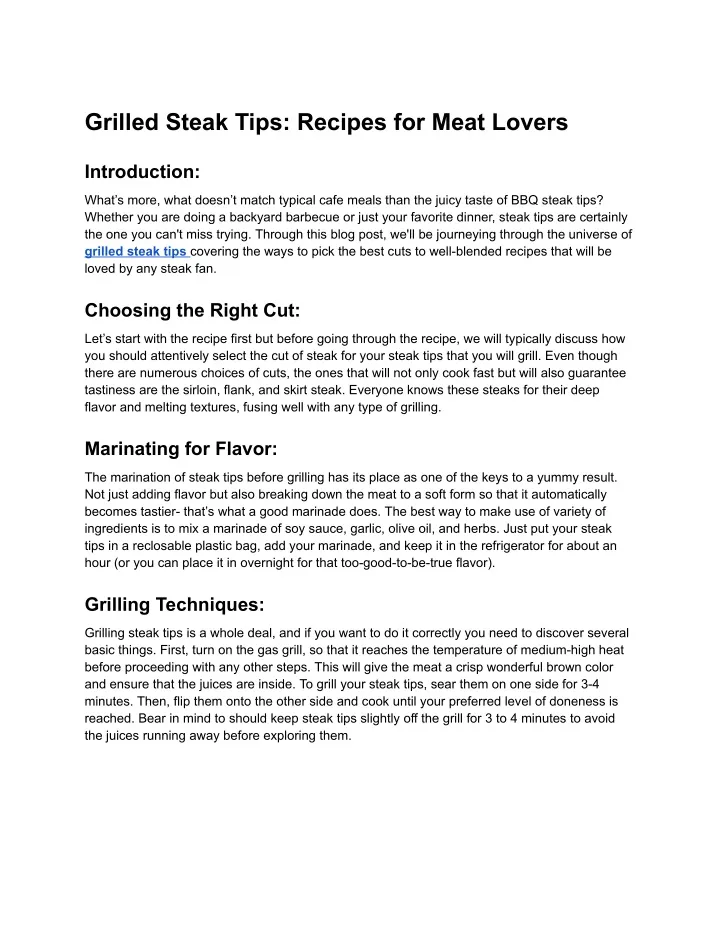 grilled steak tips recipes for meat lovers