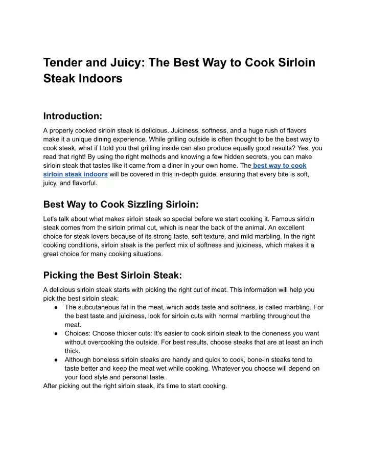 tender and juicy the best way to cook sirloin