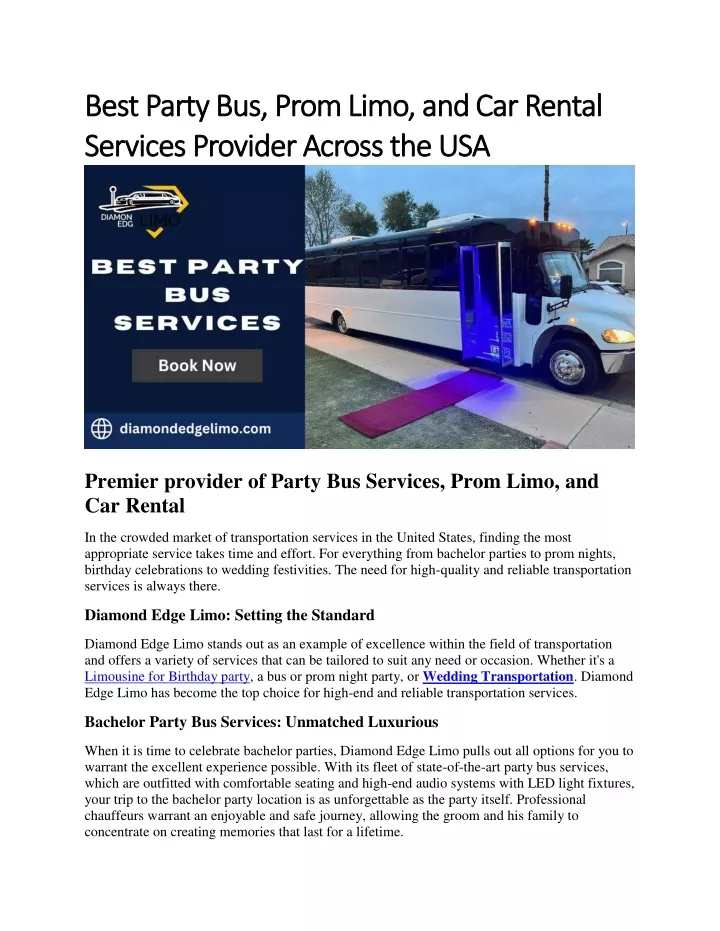 PPT - Premier Provider Of Party Bus Services, Prom Limo, And Car Rental ...