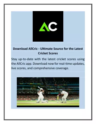 Download AllCric - Ultimate Source for the Latest Cricket Scores