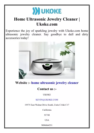 Home Ultrasonic Jewelry Cleaner  Ukoke.com