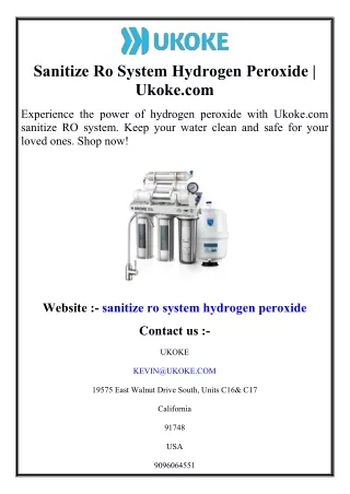 Sanitize Ro System Hydrogen Peroxide  Ukoke.com