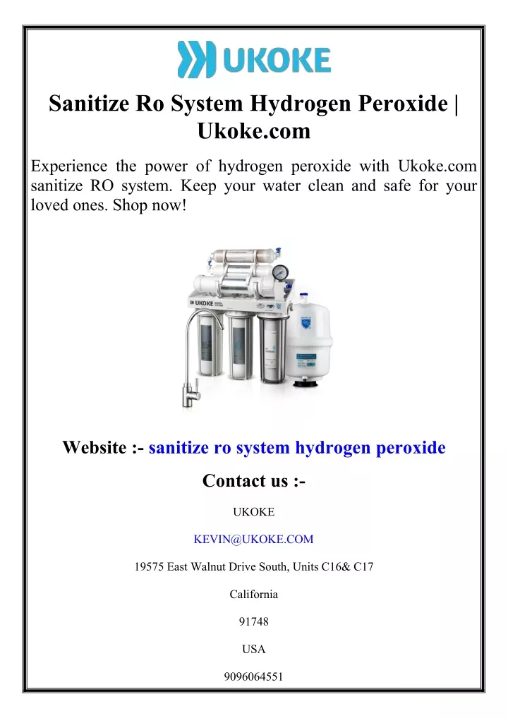 sanitize ro system hydrogen peroxide ukoke com