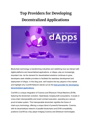Top Providers for Developing Decentralized Applications (dApps)