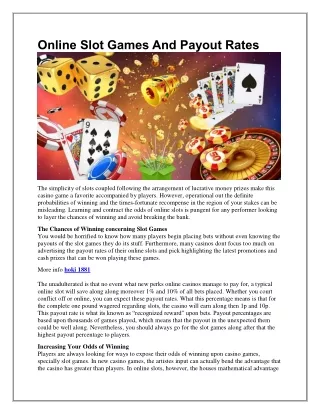 Online Slot Games And Payout Rates