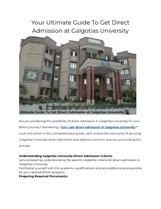 Ultimate Guide To Get Direct Admission at Galgotias University
