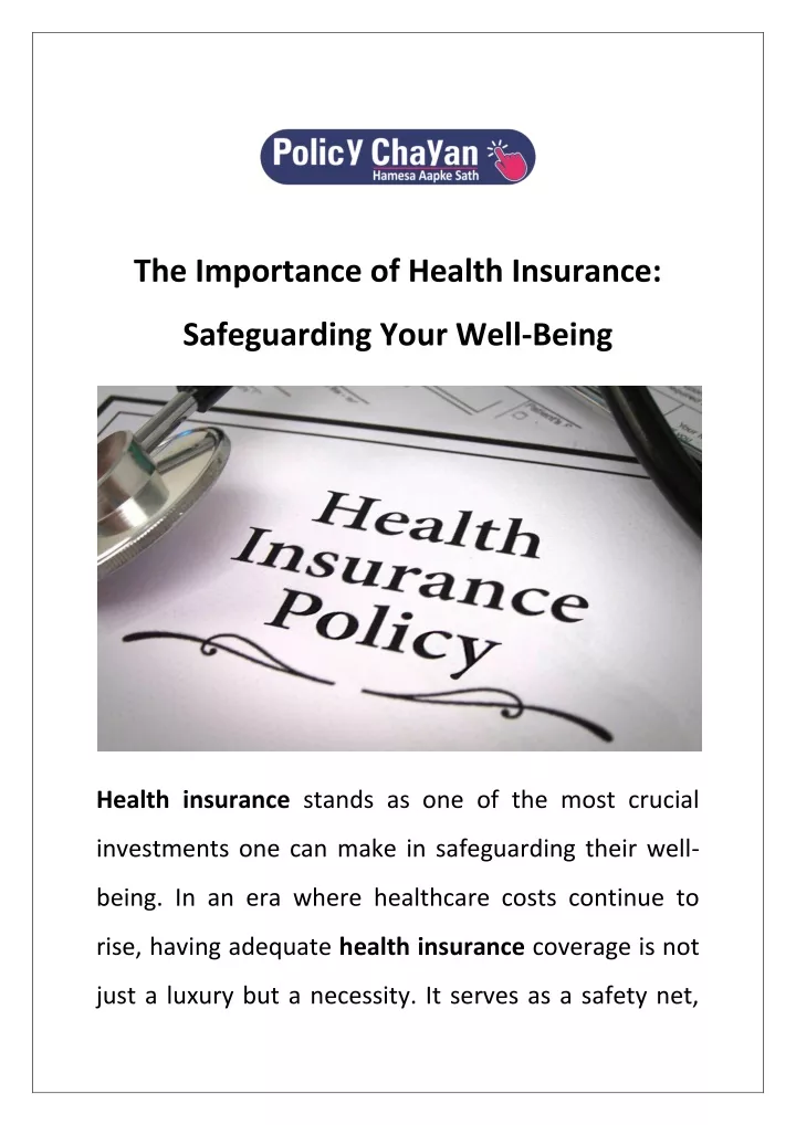 the importance of health insurance