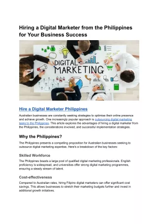 Hiring a Digital Marketer from the Philippines for Your Business Success