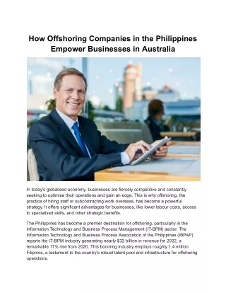 How Offshoring Companies in the Philippines Empower Businesses