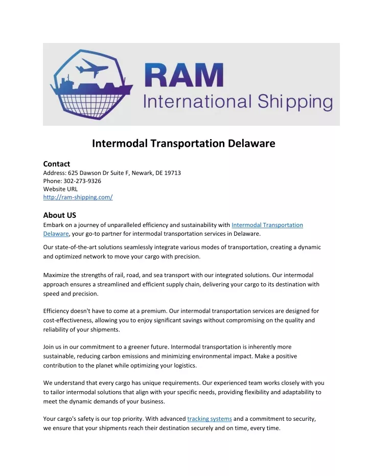 intermodal transportation delaware